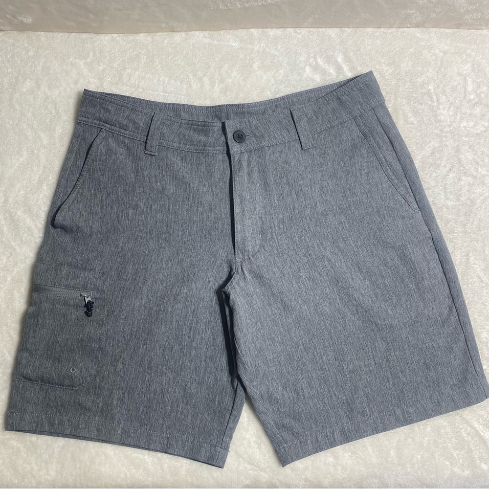 MAGELLAN Outdoors Aransas Pass Grey Heather Hybrid Fishing Shorts Mens Size 32